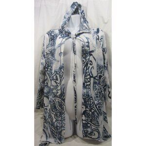 ADORE blue white hooded swim cover up WOMEN XL